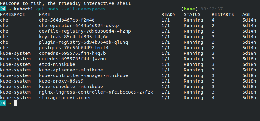 Screenshot of kubectl get pods –all-namespaces